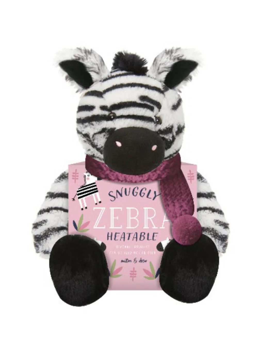 Milton & Drew Snuggly Black/White Zebra Heatable Soft Toy - One Size Image 1