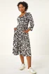 Roman Black Petite Floral Buttoned Dress - 14 Image 3
