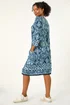 Roman Navy Petite Print Pocket Detail Stretch Dress - 8 Image 3