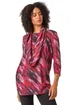 Roman Pink Abstract Print Pocket Top with Snood - Size 18 Image 1