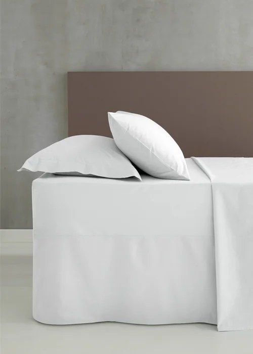 Catherine Lansfield White Easy Iron Percale Combed Base Valance Sheet - Fitted Single Image 2
