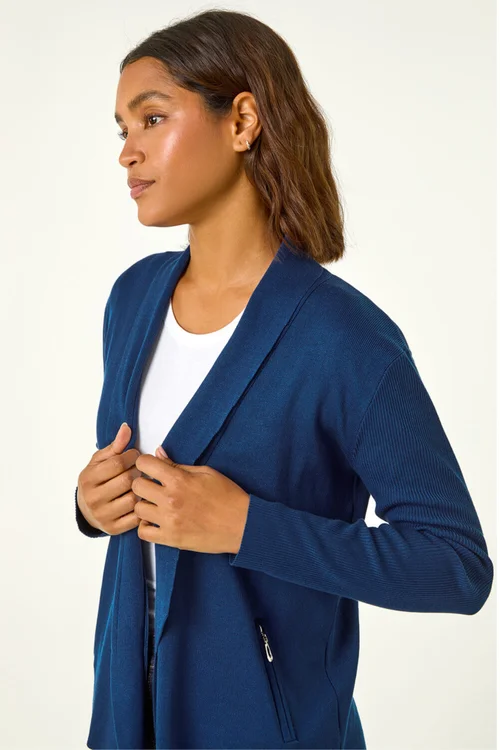 Roman Teal Blue Knitted Zip Detail Jacket - 14 Image 1