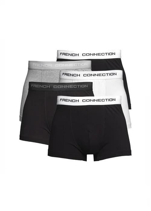 French Connection Grey/Black Cotton Boxers (Pack of 5) - S Image 1