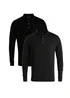 French Connection Black Cotton Long Sleeve Polo Shirts (Pack of 2) - S Image 1