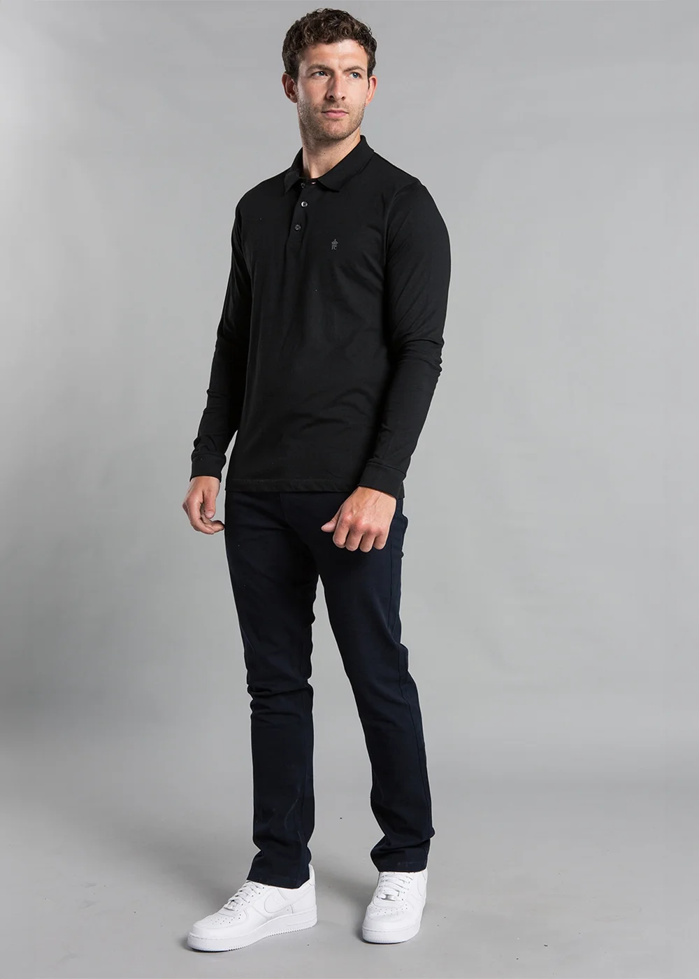 French Connection Black Cotton Long Sleeve Polo Shirts (Pack of 2) - S Image 5