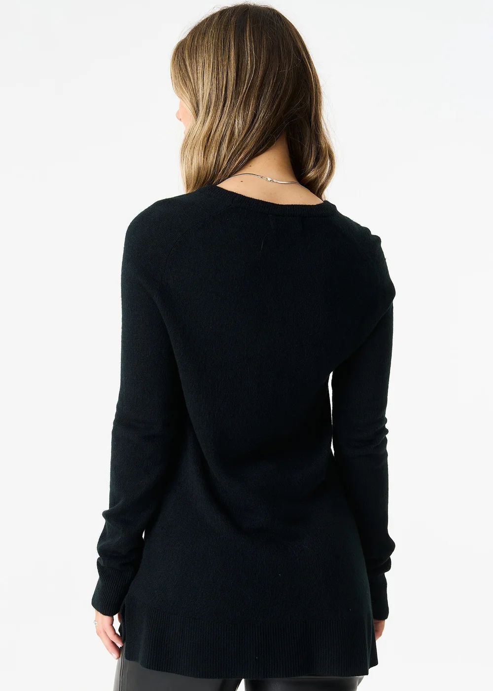 Gini London Black Crew Neck Fine Knit Oversized Jumper - M/L Image 2