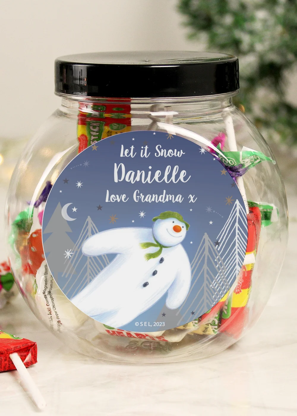 Personalised Memento Company Clear The Snowman Magical Adventure Sweet Jar - One Size Image 1