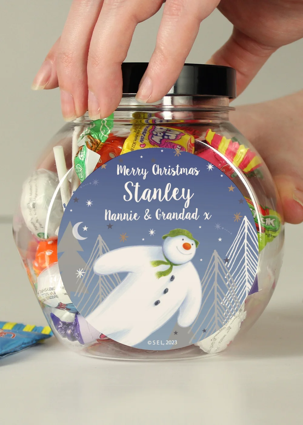 Personalised Memento Company Clear The Snowman Magical Adventure Sweet Jar - One Size Image 3