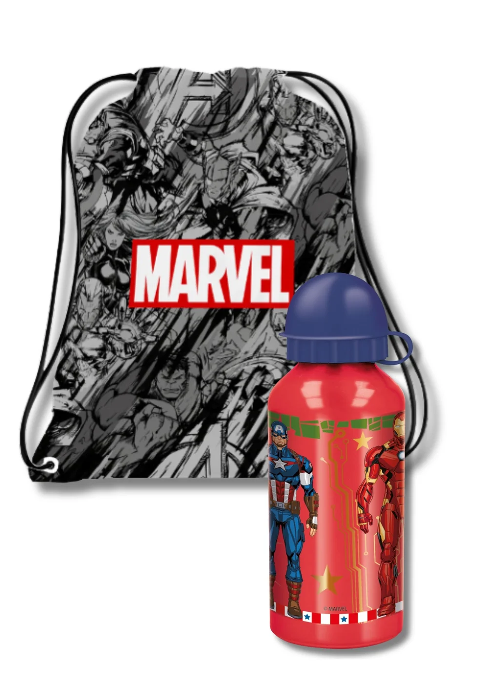 Marvel Black Insulated Lunch Bag With Aluminium Bottle - One Size Image 1