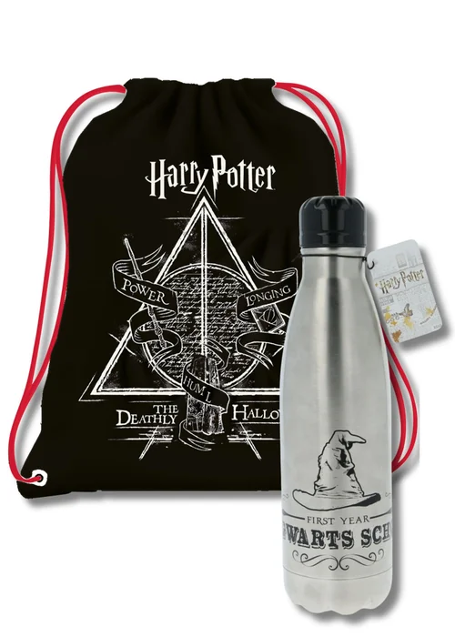 Harry Potter Black Insulated Lunch Bag Set With Bottle - One Size Image 1