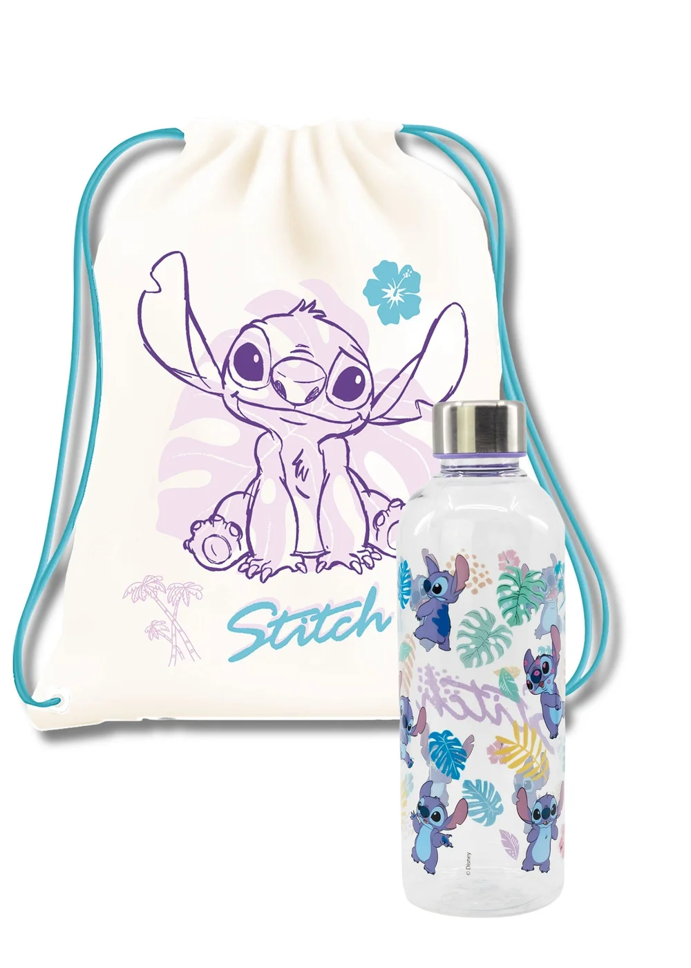 Disney Stitch Cream Palms Hydro Bottle And Insulated Lunch Bag - One Size Image 1