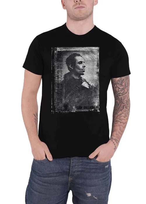 Oasis Liam Gallagher Black Monochrome Cotton T-Shirt - S Image 1