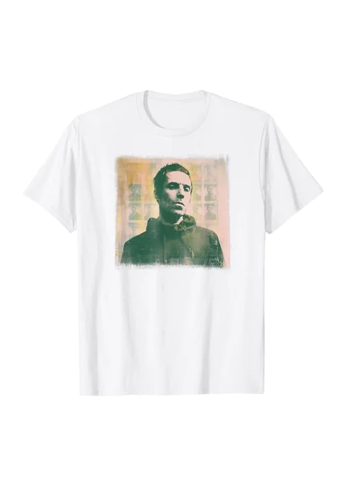 Oasis Liam Gallagher White Monochrome Cotton T-Shirt - S Image 1