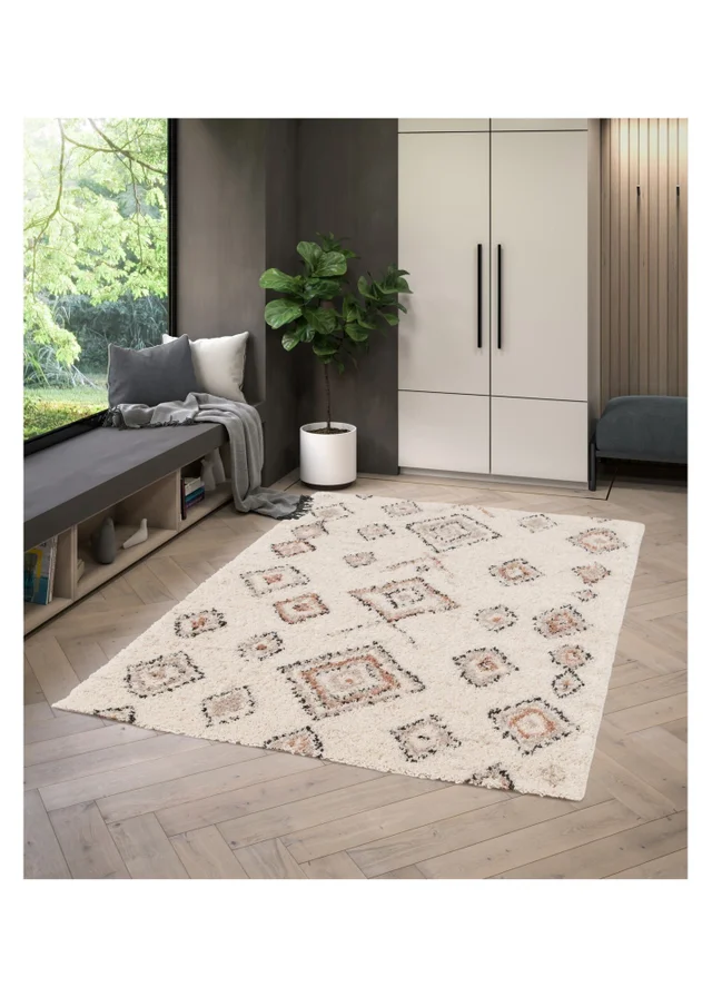 Homemaker Nomad Diamonds Shaggy Cream Rug