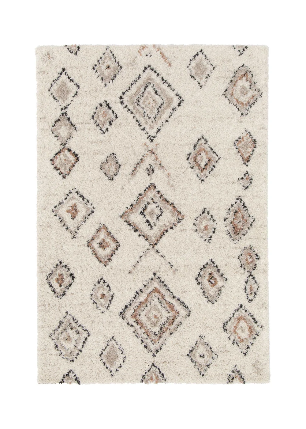 Homemaker Nomad Diamonds Shaggy Cream Rug - 120 x 170 Image 2