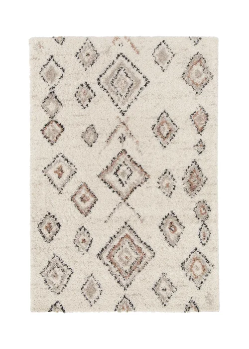 Homemaker Nomad Diamonds Shaggy Cream Rug - 120 x 170 Image 2