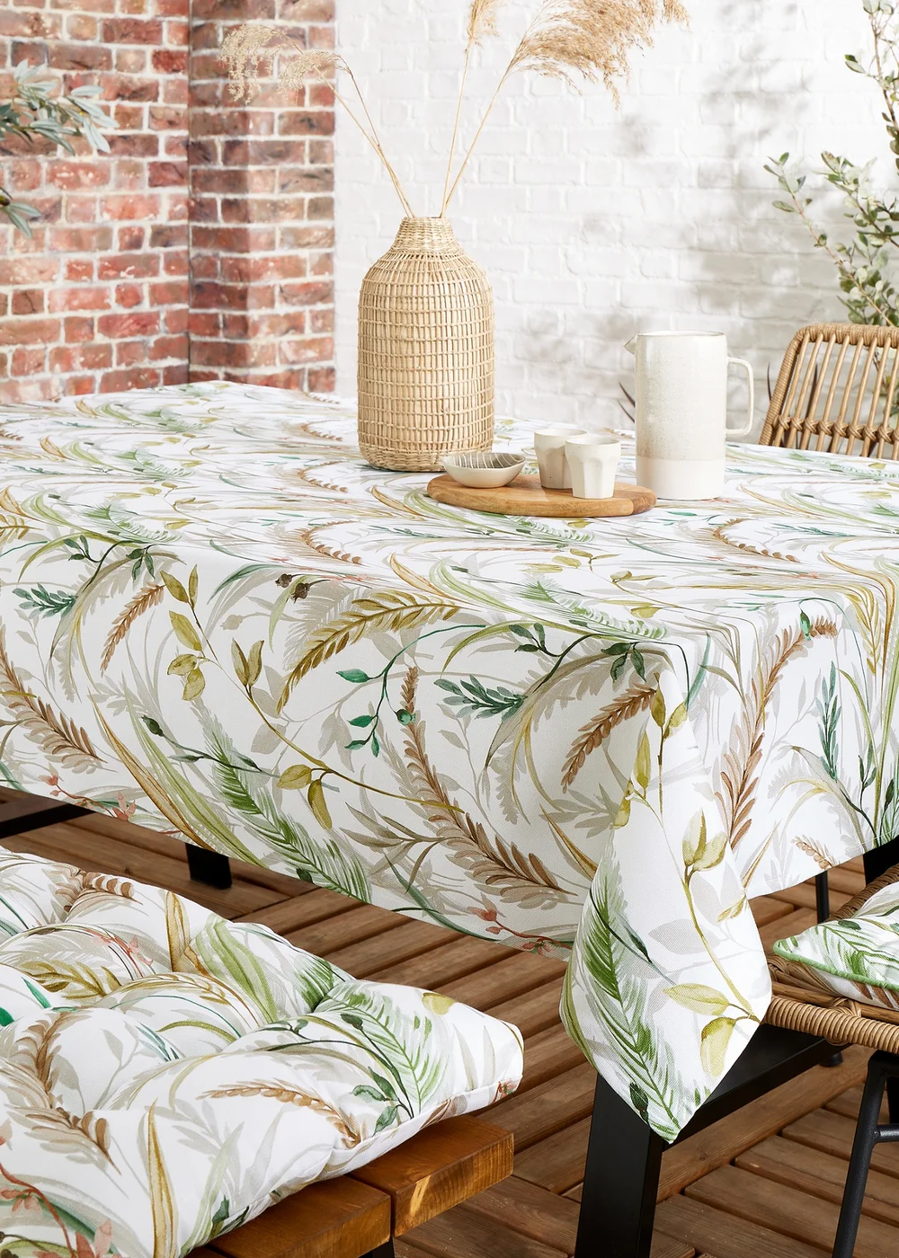 RHS Natural Ornamental Grasses Shower Proof Dining Table Cloth (137x229cm) - 137 x 229cm Image 2