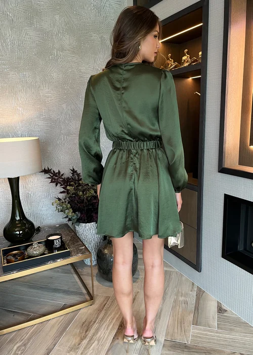 AX Paris Olive Long Sleeve Belted Skater Mini Dress - 8 Image 2