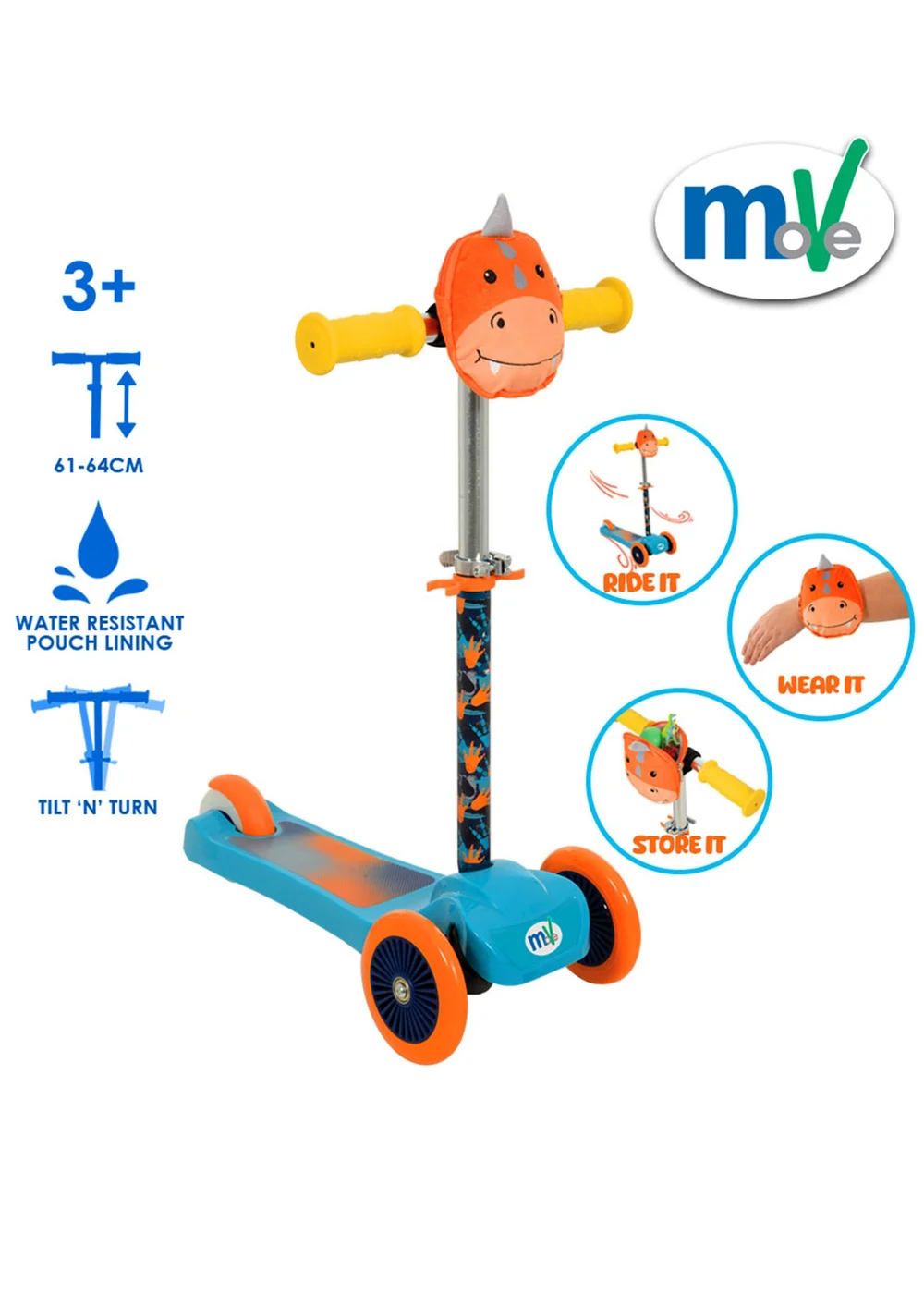 MoVe Mini Go Dino Tilt Scooter With Squishle - One Size Image 2