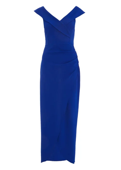Quiz Blue Bardot Wrap Maxi Dress - 6 Image 4