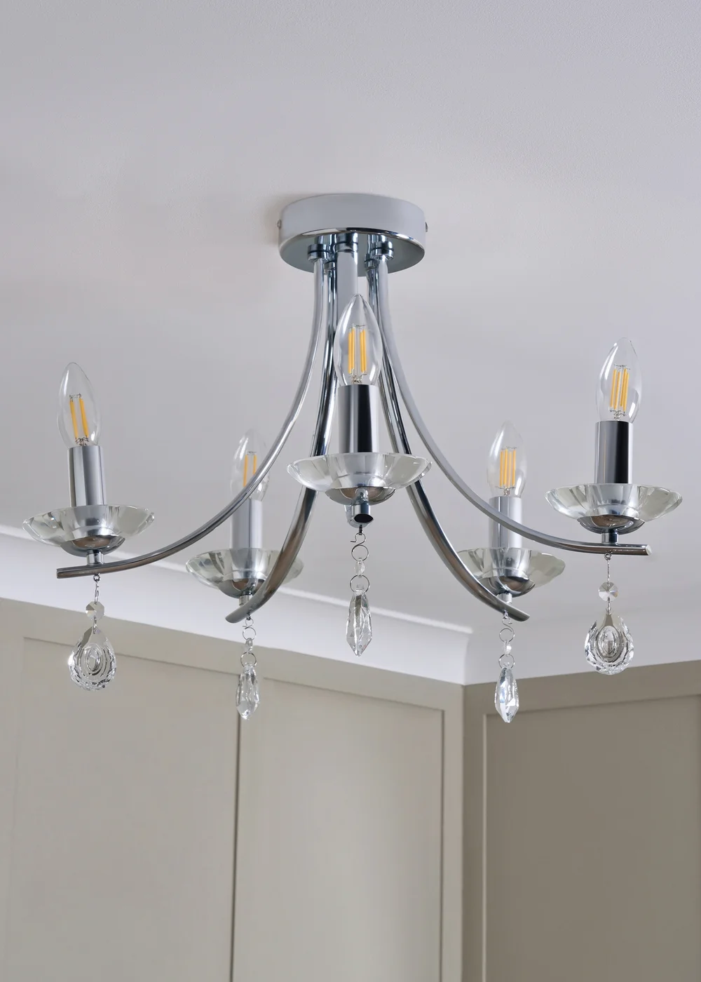 BHS Chrome Bugsy Flush Ceiling 5 Light (36cm x 55cm) - One Size Image 1