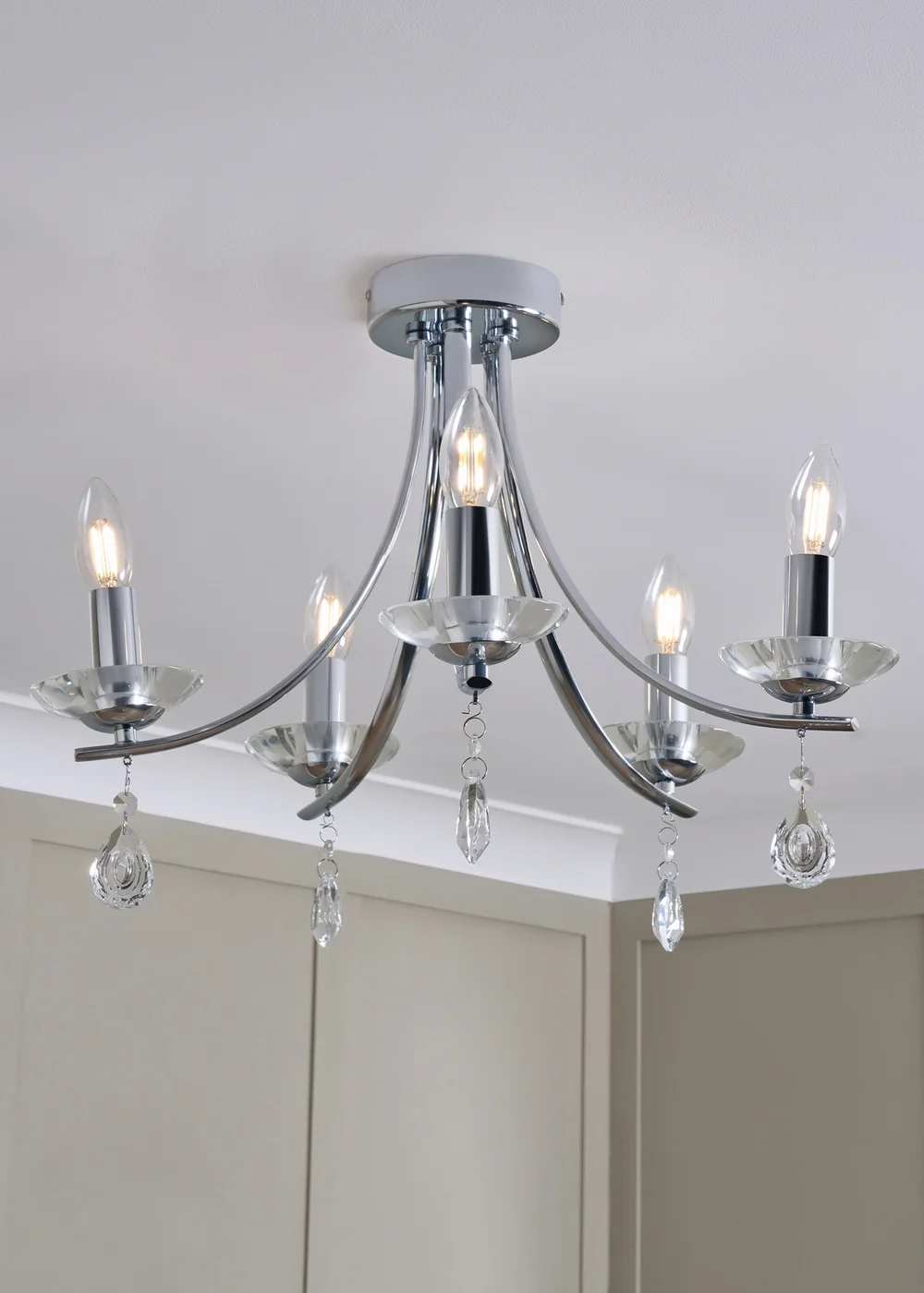 BHS Chrome Bugsy Flush Ceiling 5 Light (36cm x 55cm) - One Size Image 2