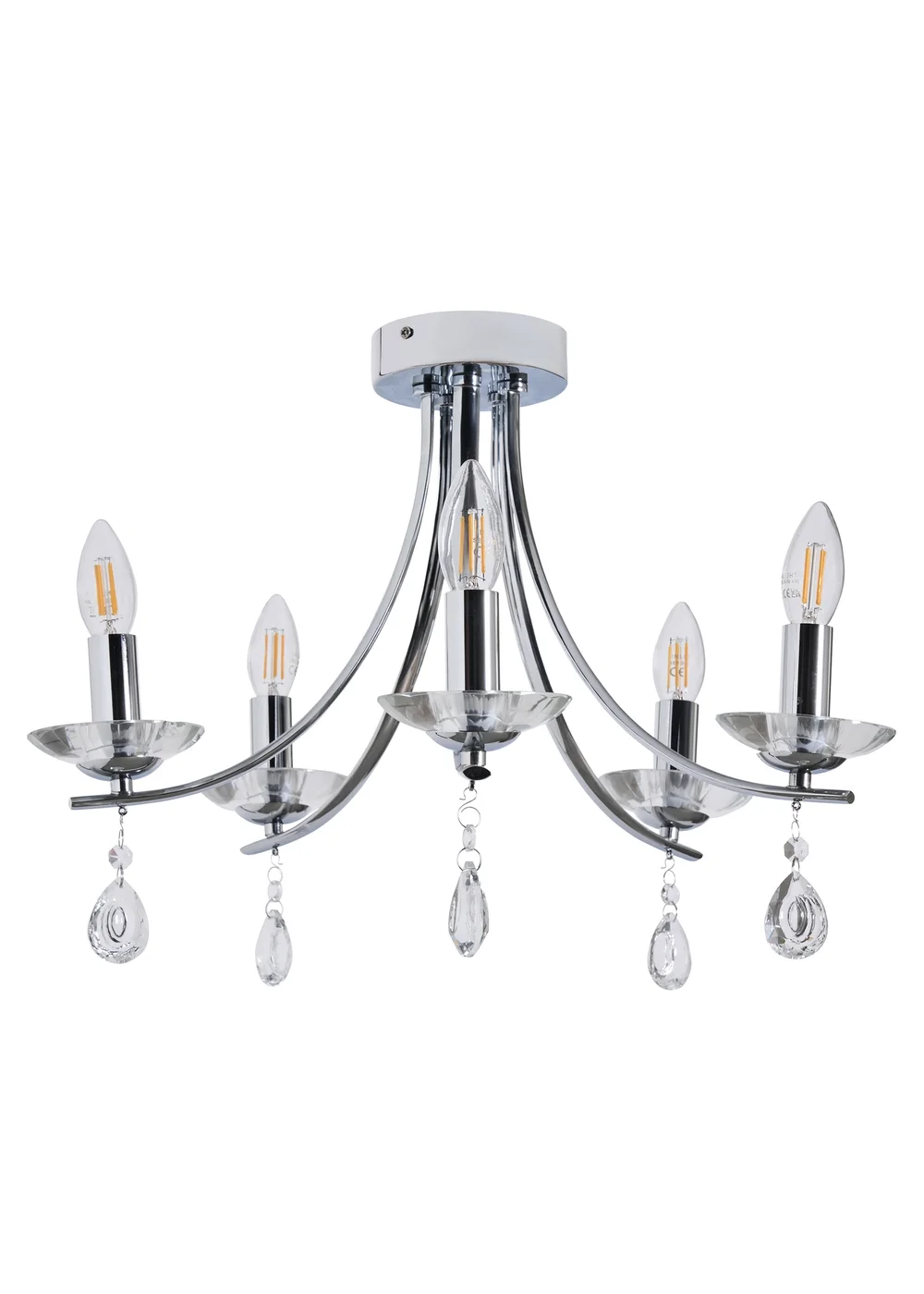 BHS Chrome Bugsy Flush Ceiling 5 Light (36cm x 55cm) - One Size Image 5