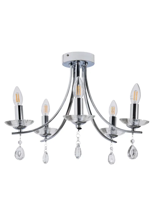 BHS Chrome Bugsy Flush Ceiling 5 Light (36cm x 55cm) - One Size Image 5