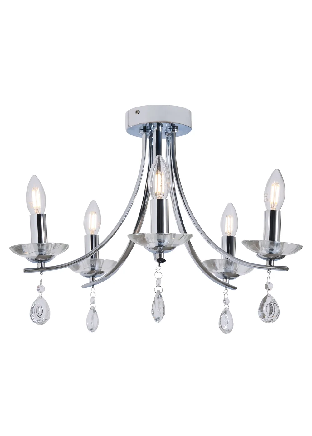 BHS Chrome Bugsy Flush Ceiling 5 Light (36cm x 55cm) - One Size Image 4
