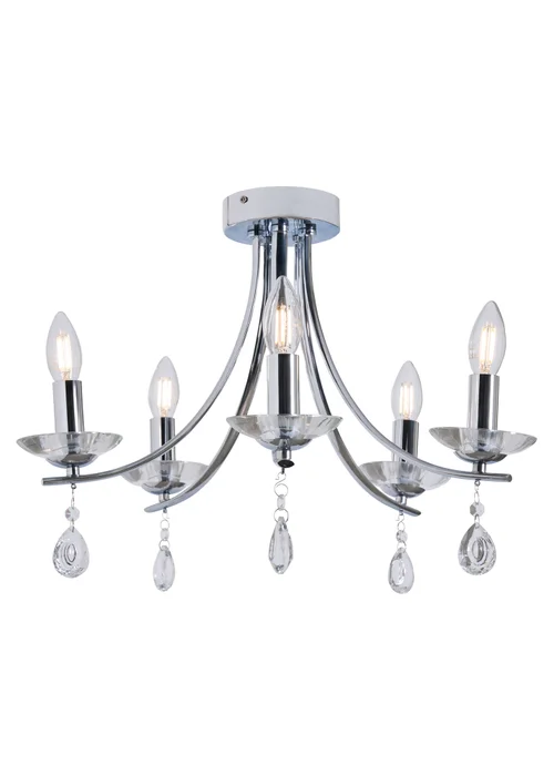 BHS Chrome Bugsy Flush Ceiling 5 Light (36cm x 55cm) - One Size Image 4