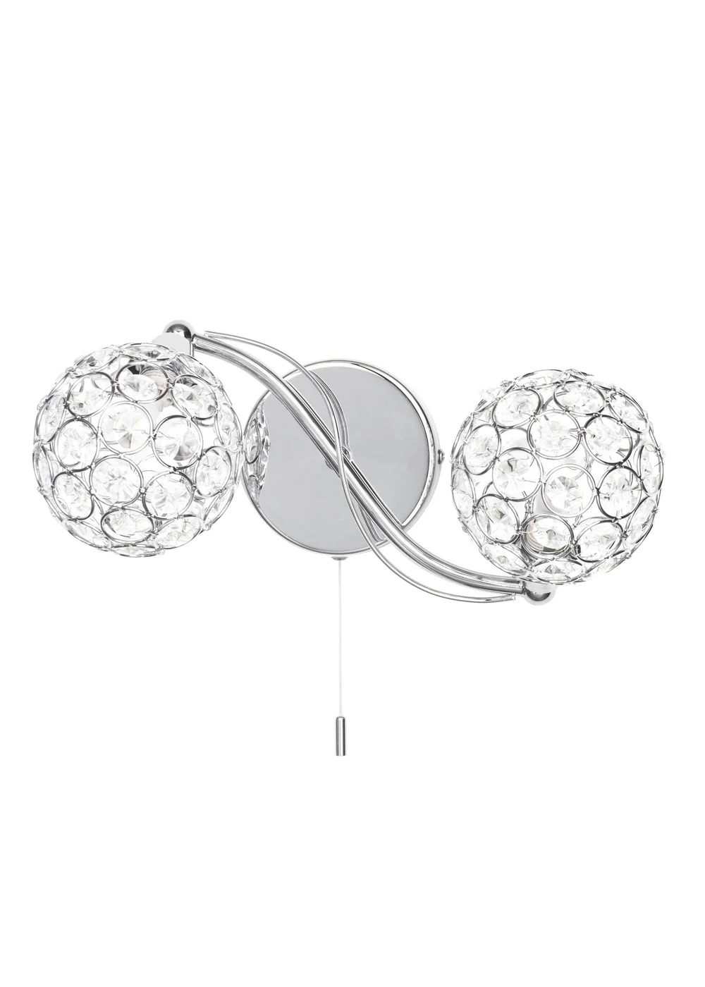 BHS Chrome Orianna Wall 2 Light (14cm x 31cm) - One Size Image 4
