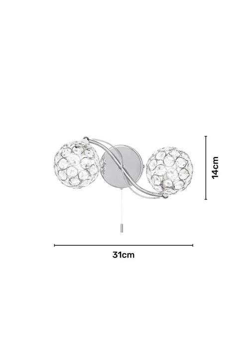 BHS Chrome Orianna Wall 2 Light (14cm x 31cm) - One Size Image 5