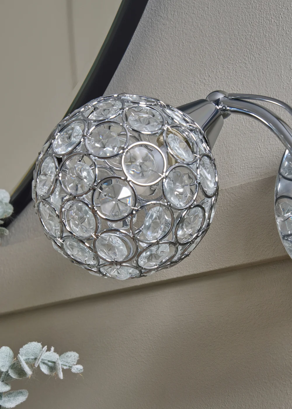 BHS Chrome Orianna Wall 2 Light (14cm x 31cm) - One Size Image 3