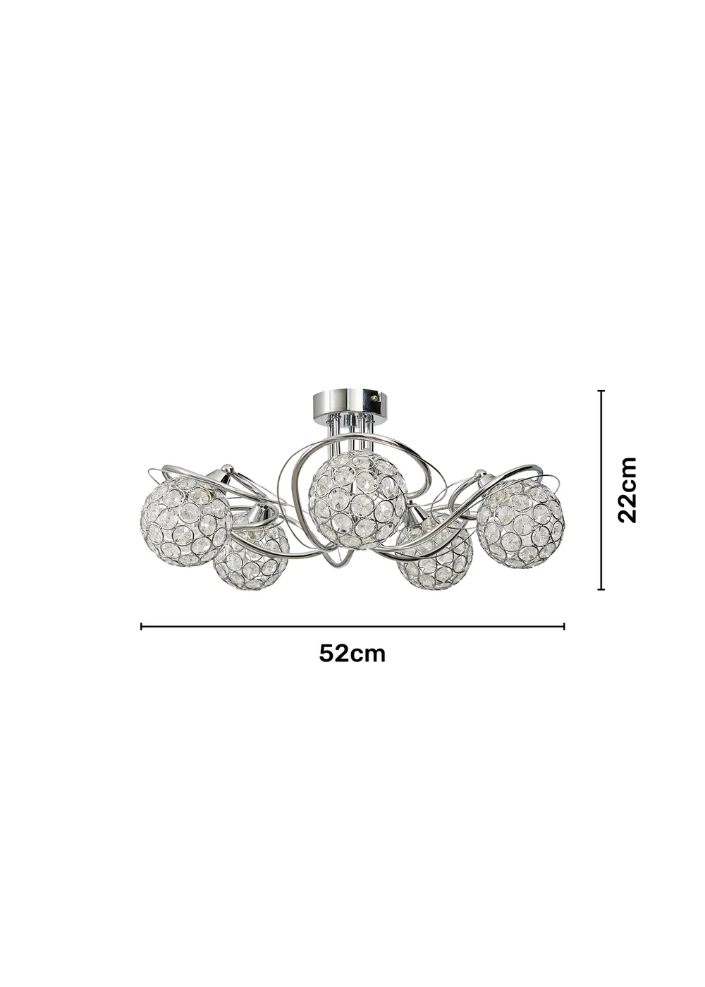 BHS Chrome Orianna Flush 5 light (22cm x 52cm) - One Size Image 4
