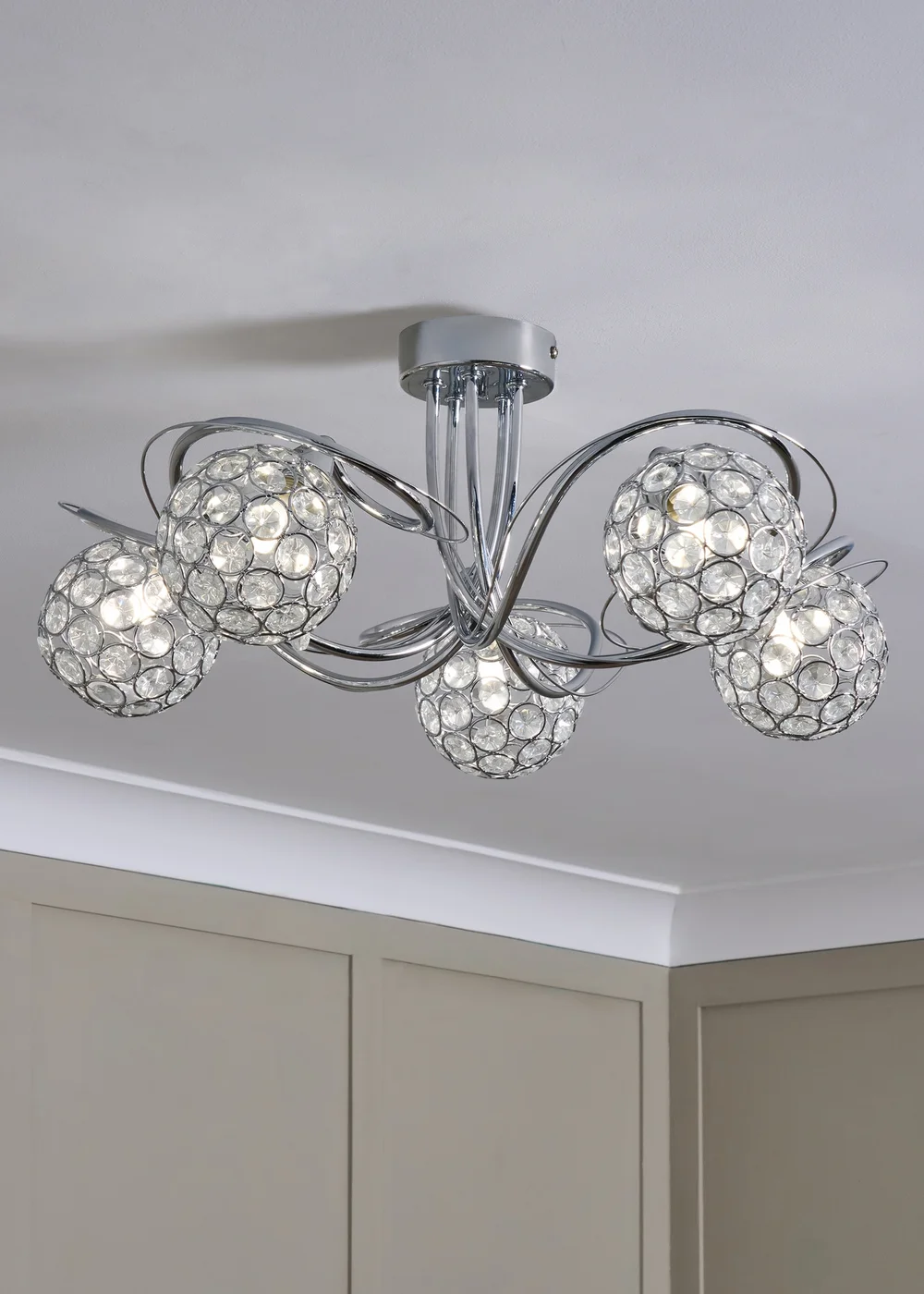 BHS Chrome Orianna Flush 5 light (22cm x 52cm) - One Size Image 1