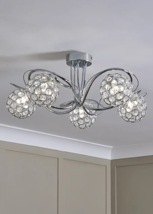 BHS Chrome Orianna Flush 5 light (22cm x 52cm) - One Size Image 1