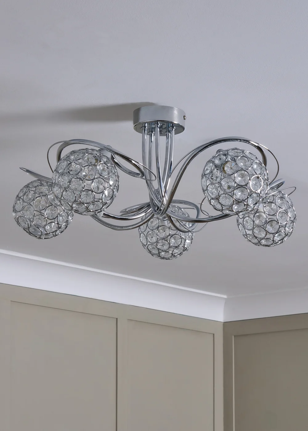 BHS Chrome Orianna Flush 5 light (22cm x 52cm) - One Size Image 2