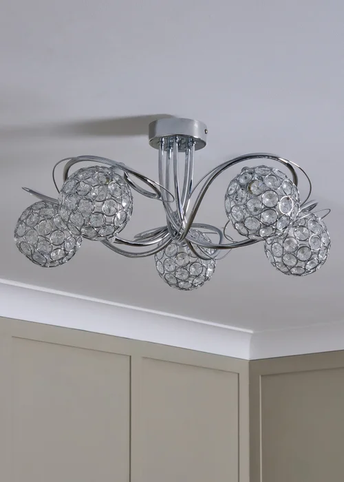 BHS Chrome Orianna Flush 5 light (22cm x 52cm) - One Size Image 2