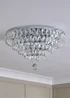 BHS Chrome Elsa Crystal Diamond Effect Flush Ceiling Light (29cm x 55cm) - One Size Image 1