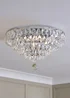 BHS Chrome Elsa Crystal Diamond Effect Flush Ceiling Light (29cm x 55cm) - One Size Image 2