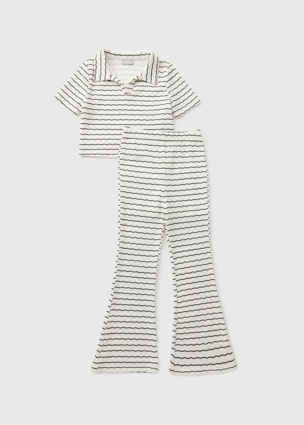 Girls White Textured Stripe Top & Flare Leggings (7-15yrs) - 7 Yrs Image 1
