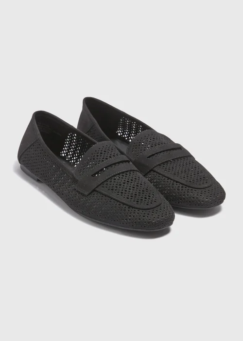 Black Laser Cut Loafers - Size 3 Image 1