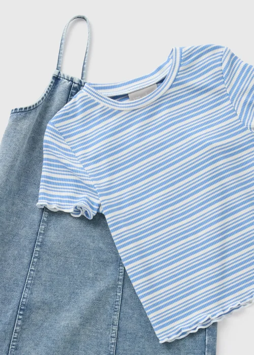 Girls Blue 2 in 1 Denim Dress (7-15yrs) - 7 Yrs Image 2