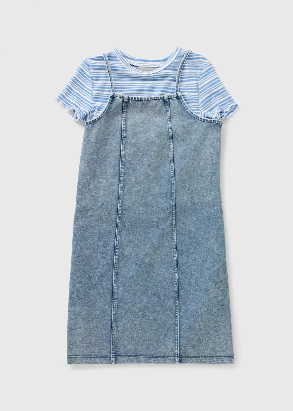 Girls Blue 2 in 1 Denim Dress (7-15yrs) - 7 Yrs Image 1