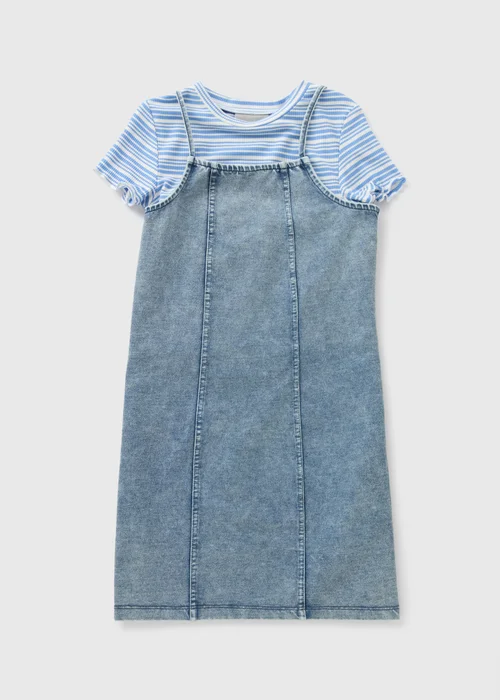 Girls Blue 2 in 1 Denim Dress (7-15yrs) - 7 Yrs Image 1
