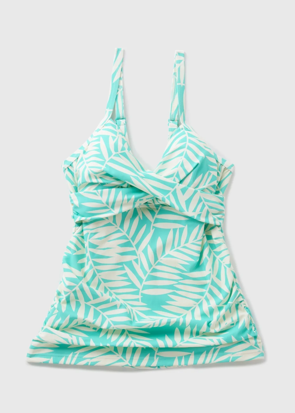 Blue Leaf Print Shapewear Tankini Top - 10 Image 3