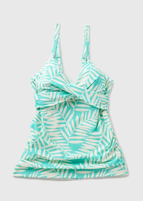 Blue Leaf Print Shapewear Tankini Top - 10 Image 3