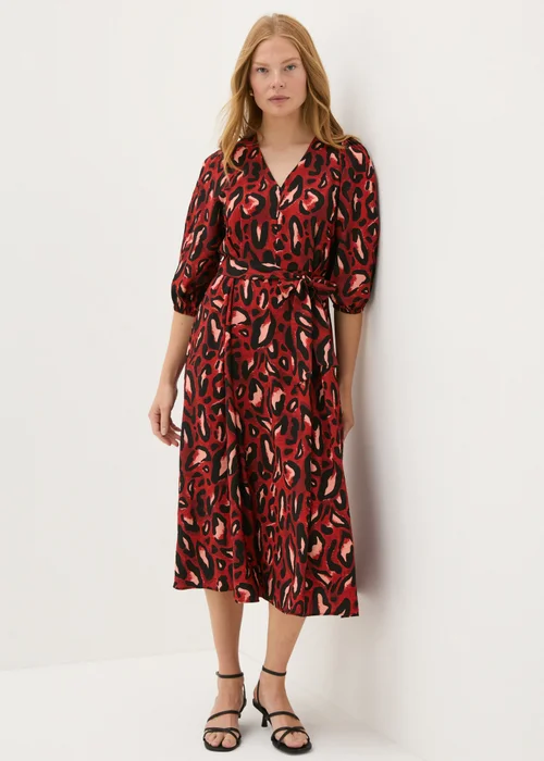 Red Leopard Wrap Midi Dress - 8 Image 1