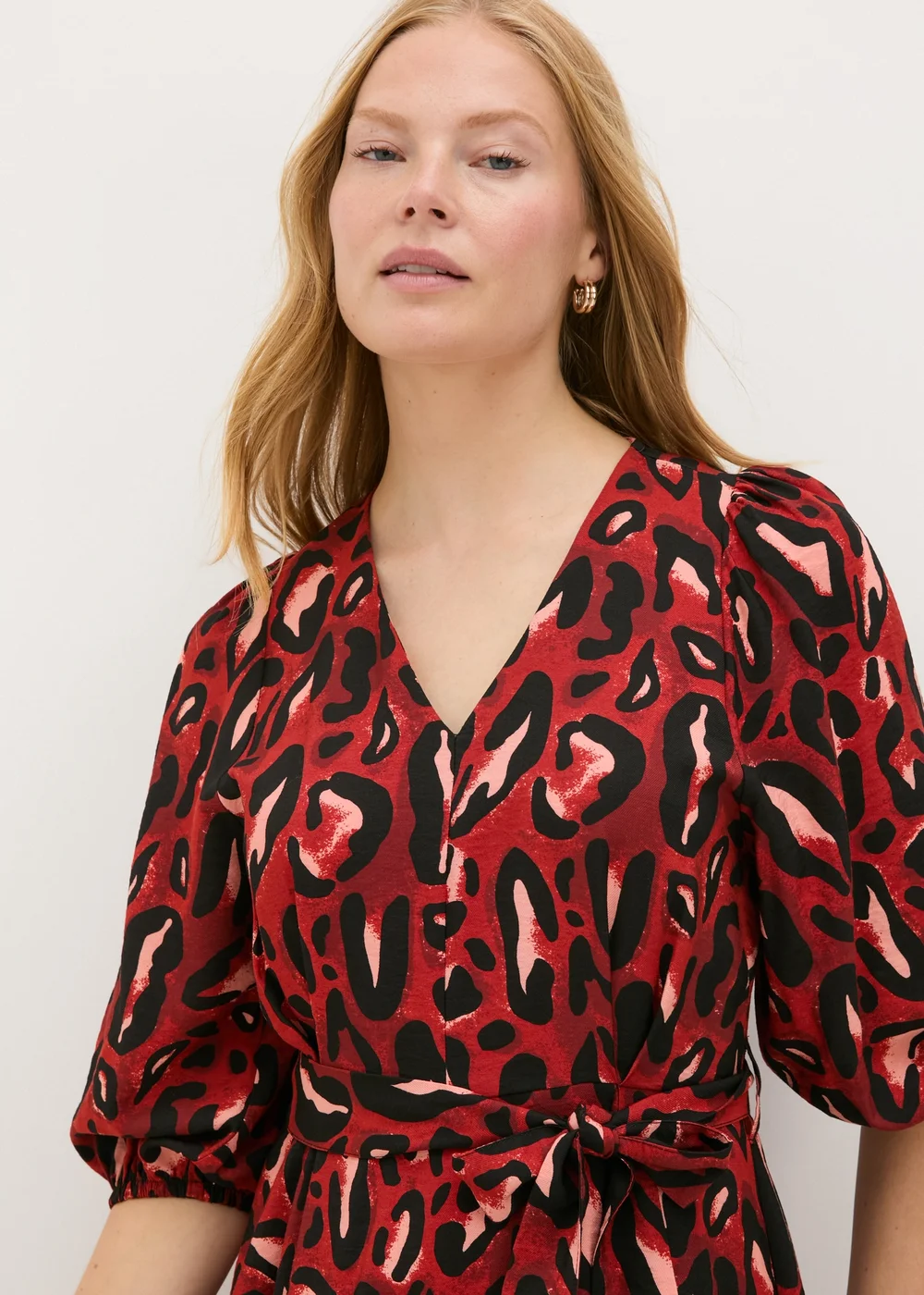 Red Leopard Wrap Midi Dress - Size 8 | Matalan Red Leopard Wrap Midi Dress - Size 8 | Matalan