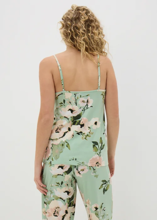 Sage Green Floral Soft Touch Pyjama Cami Top - Extra small Image 2
